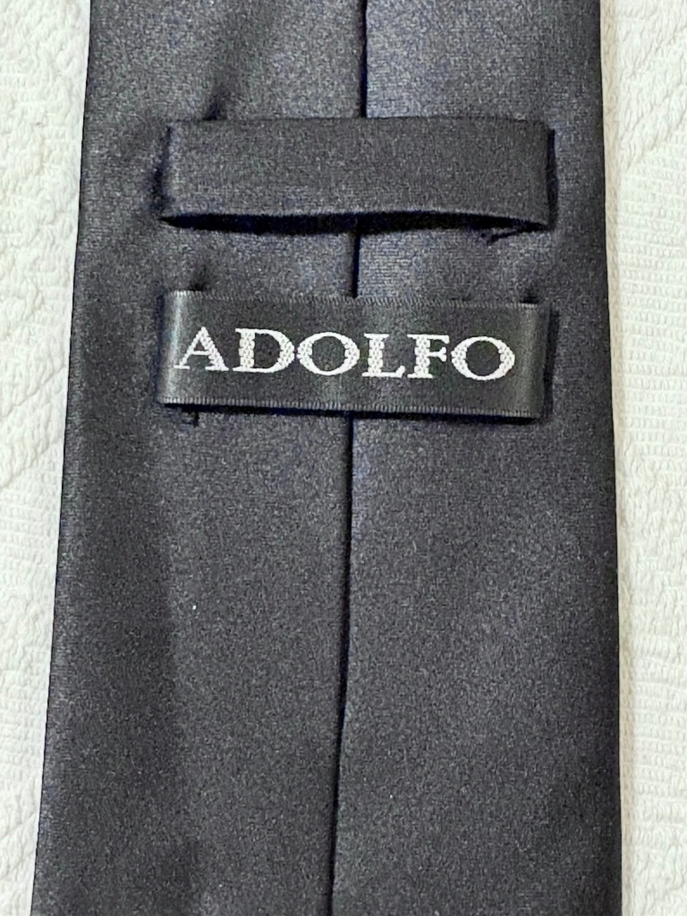 Adolfo Solid Black Necktie 3.5” Width Formal Tie